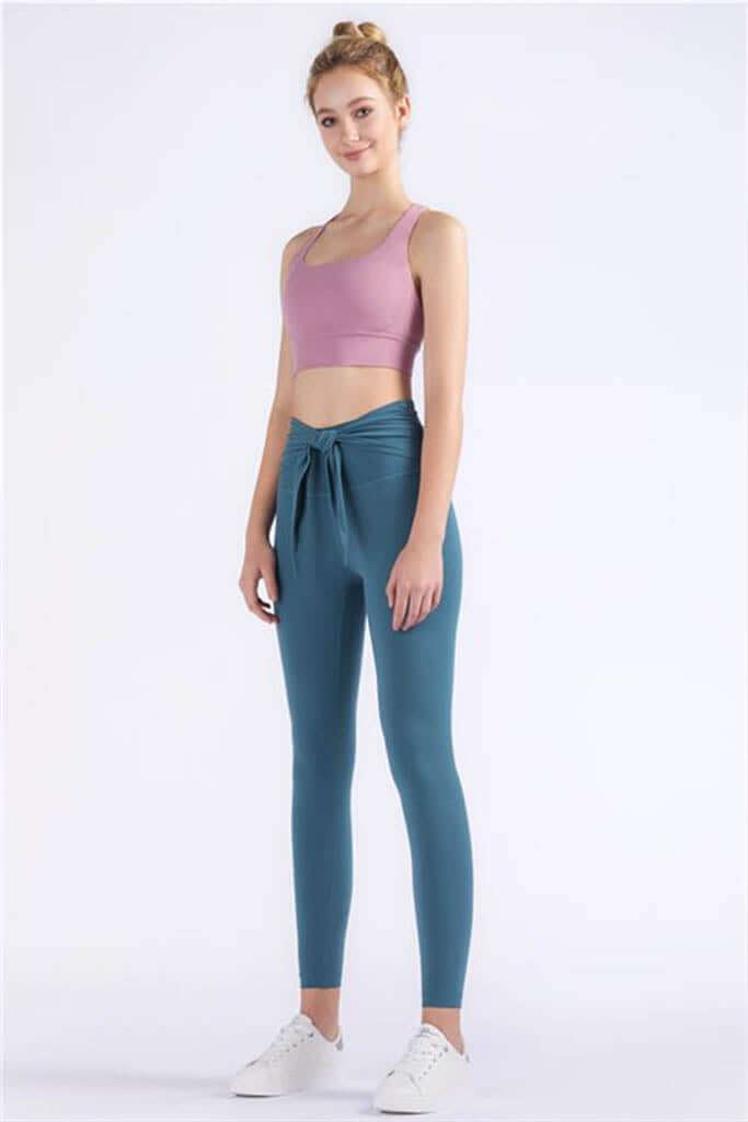 Styli Ruched Waist Tie Detail Active Leggings